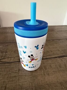 Zak! Kids Mickey Mouse Blue Straw Cup - Spill-Resistant Sipper